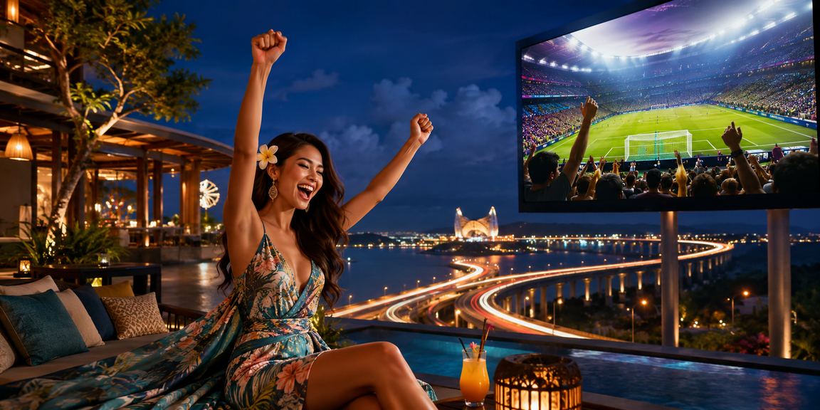 Model VIP memegang hadiah eksklusif dari platform casino Indonesia