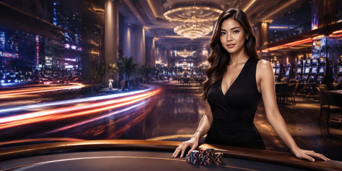 Suasana neon casino malam dengan tampilan promosi bonus yang mencolok